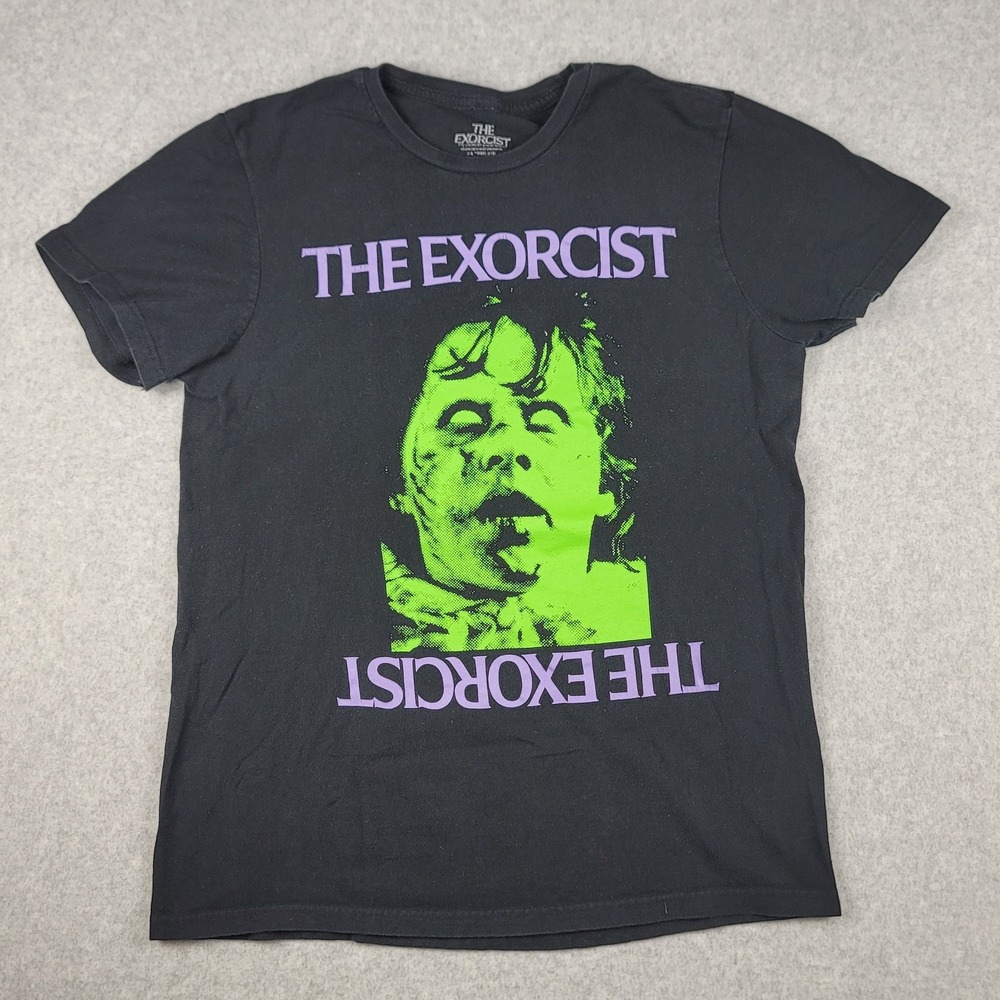 The Exorcist Graphic Men's Small Black T-Shirt Green and Purple Double Sided Tee